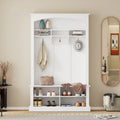 3-in-1 Entryway Hall Tree with Coat Hooks, Shoe Bench & Adjustable Storage Cabinet