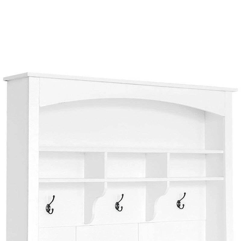 3-in-1 Entryway Hall Tree with Coat Hooks, Shoe Bench & Adjustable Storage Cabinet