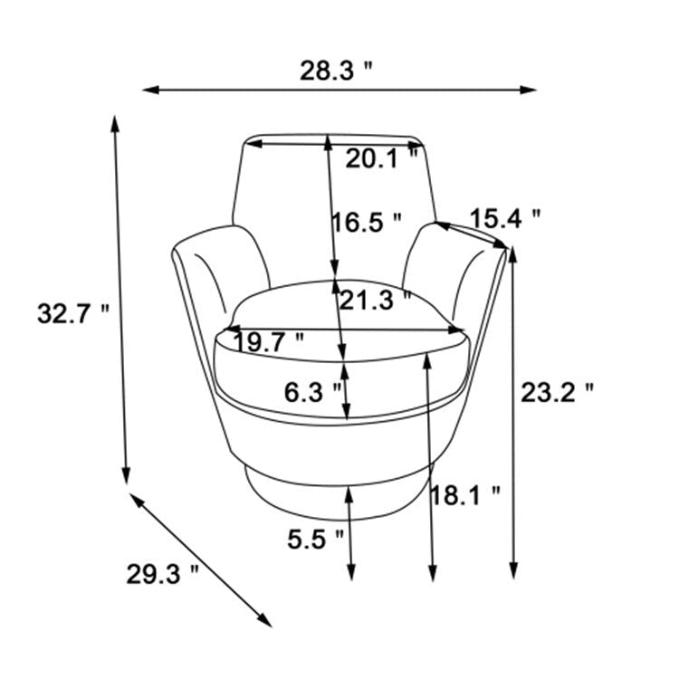 360° Swivel Barrel Accent Chair with Iron Swivel Base – Fabric Upholstered