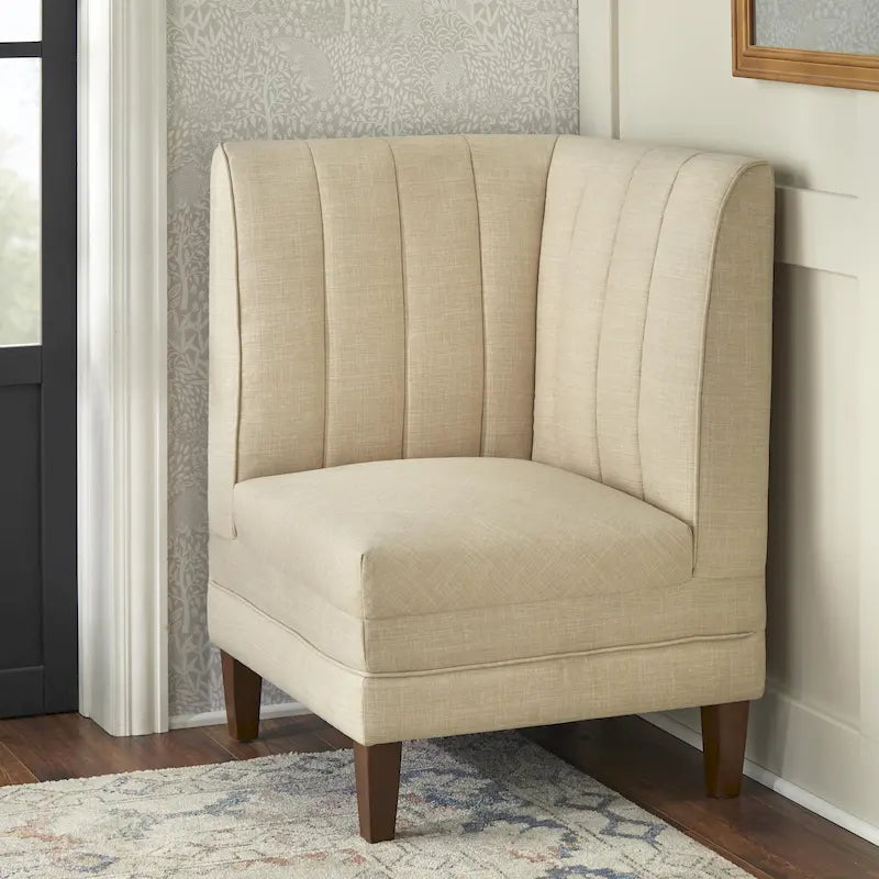 Channel Tufted Upholstered Corner Chair – Modern Farmhouse Style