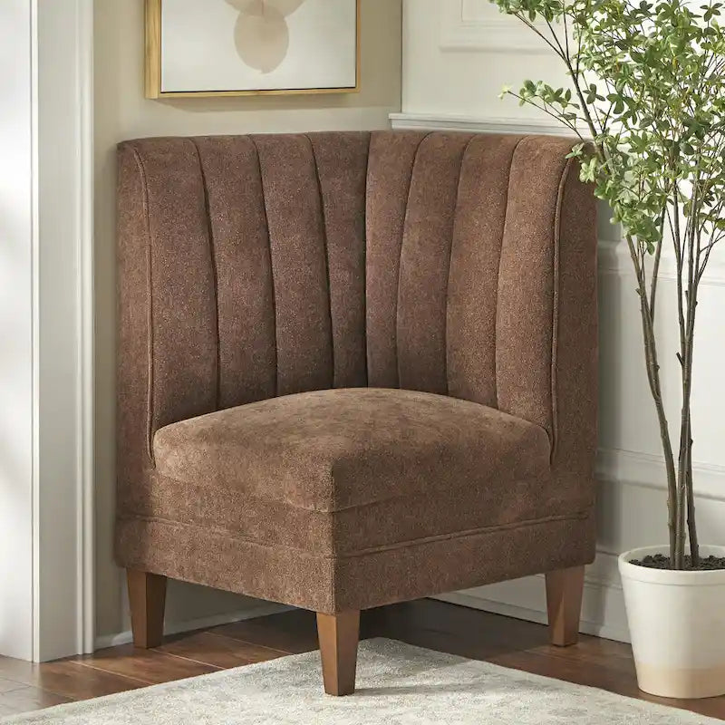 Channel Tufted Upholstered Corner Chair – Modern Farmhouse Style