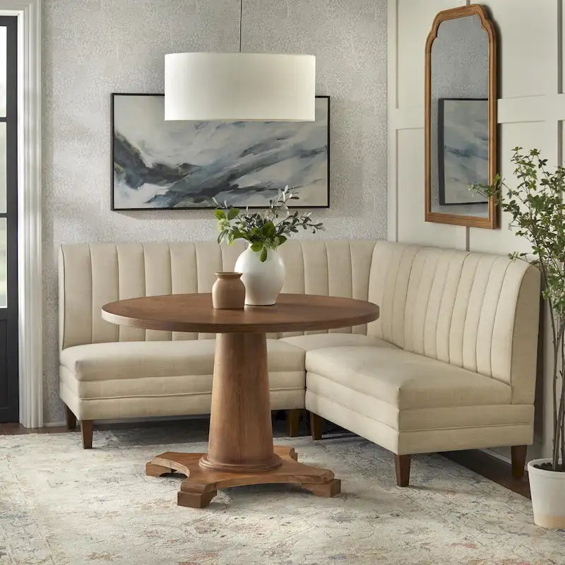 Channel Tufted Upholstered Corner Chair – Modern Farmhouse Style