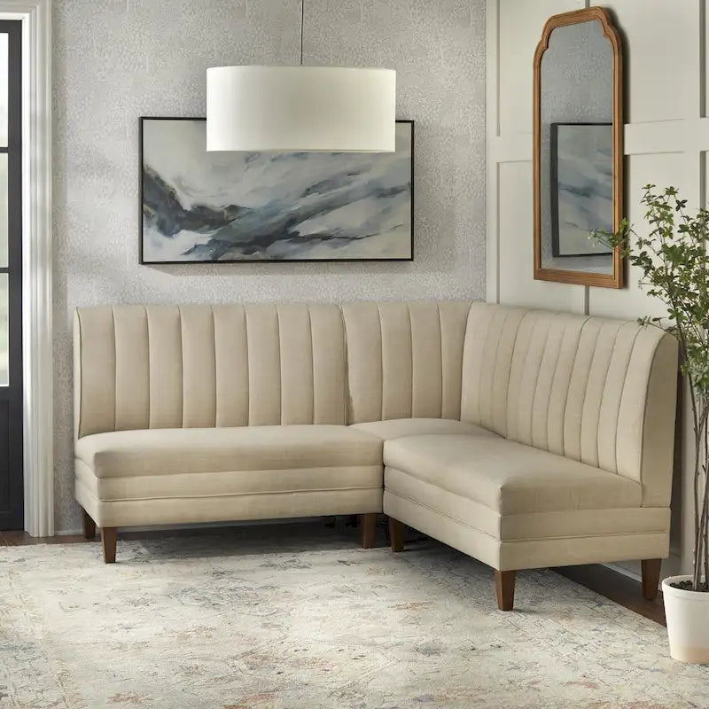 Channel Tufted Upholstered Corner Chair – Modern Farmhouse Style