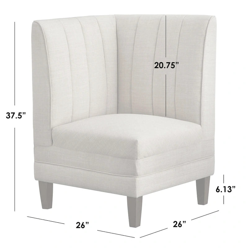 Channel Tufted Upholstered Corner Chair – Modern Farmhouse Style