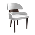 Curved Back Vegan Leather Dining Chair with Rubberwood Legs