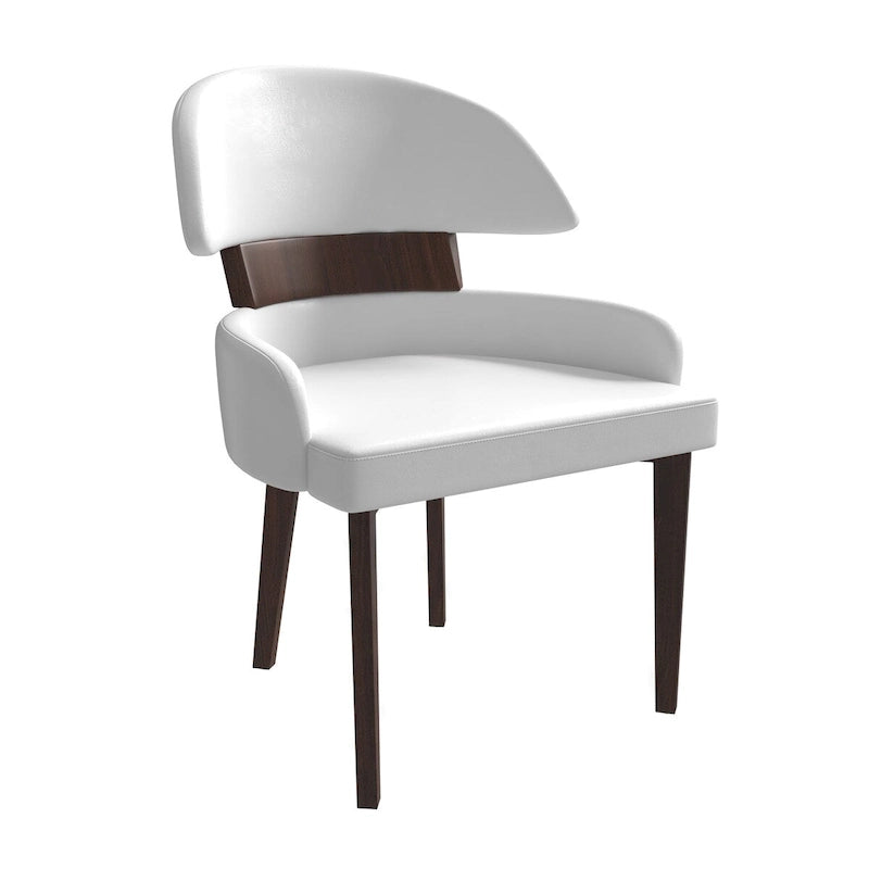 Curved Back Vegan Leather Dining Chair with Rubberwood Legs