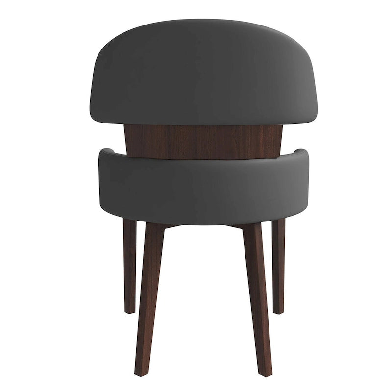 Curved Back Vegan Leather Dining Chair with Rubberwood Legs