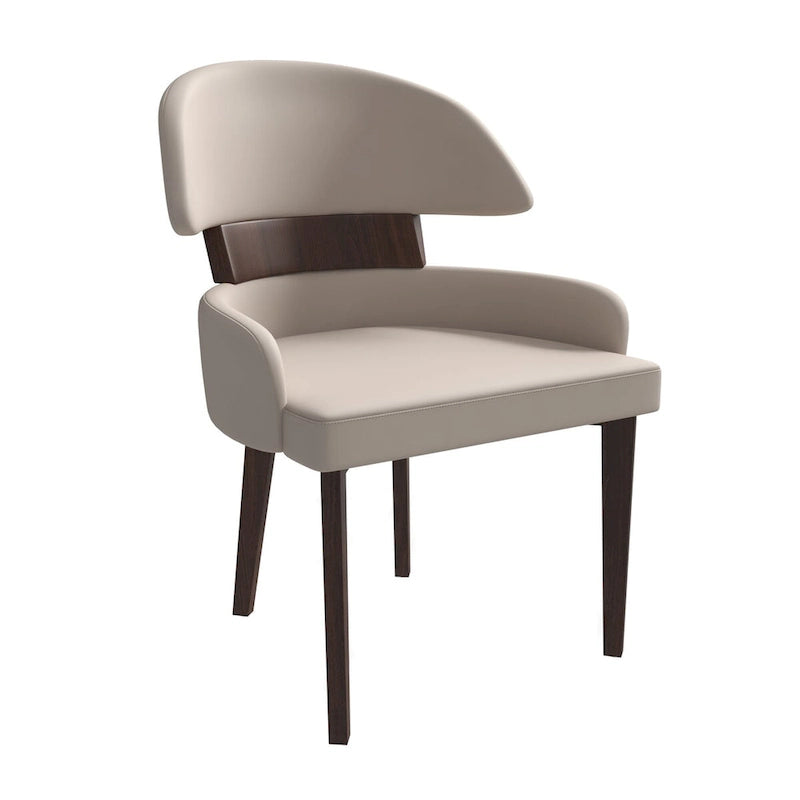 Curved Back Vegan Leather Dining Chair with Rubberwood Legs