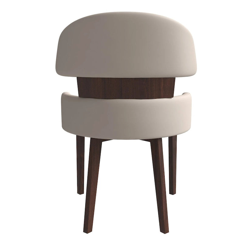 Curved Back Vegan Leather Dining Chair with Rubberwood Legs