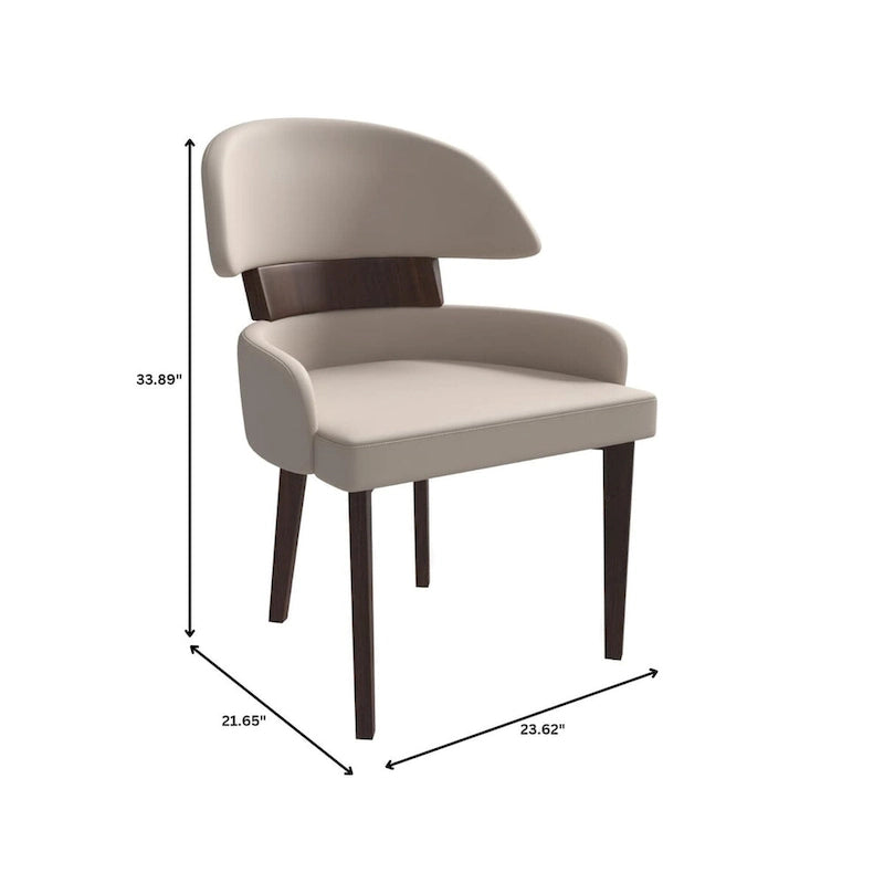 Curved Back Vegan Leather Dining Chair with Rubberwood Legs