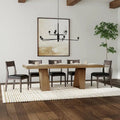 94" Reclaimed Oak Geometric Base Transitional Dining Table - Natural