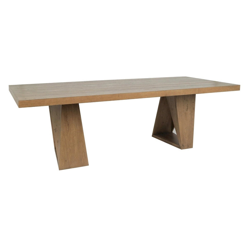 94" Reclaimed Oak Geometric Base Transitional Dining Table - Natural