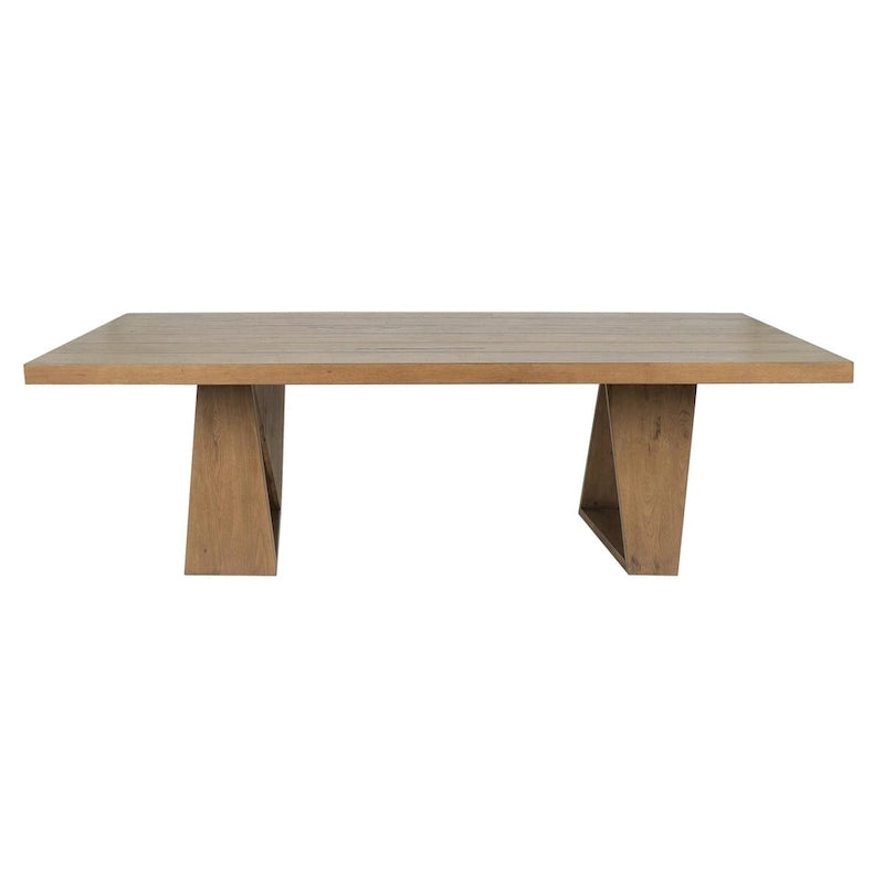 94" Reclaimed Oak Geometric Base Transitional Dining Table - Natural