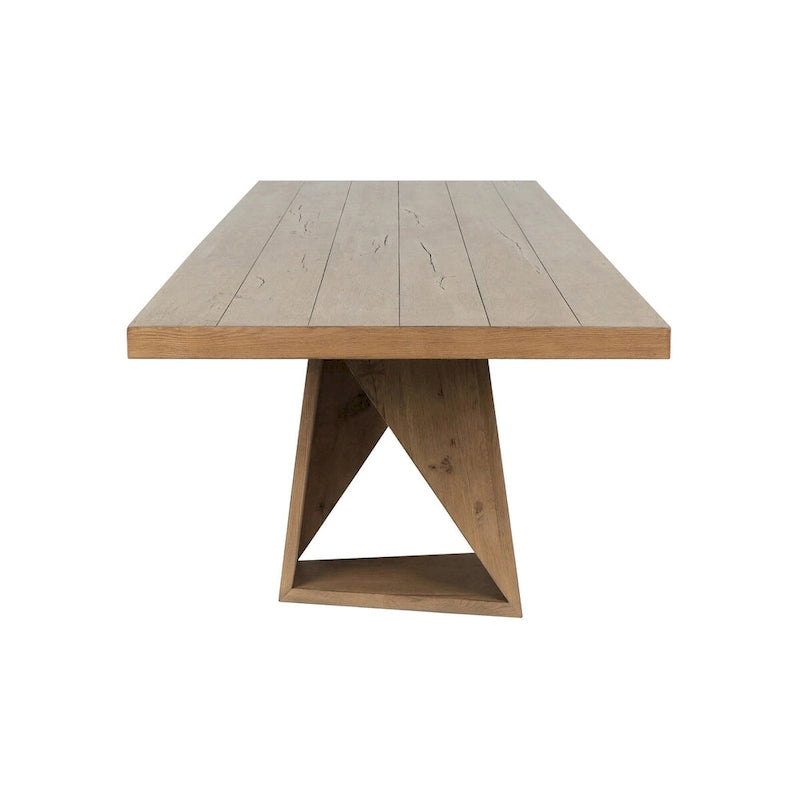 94" Reclaimed Oak Geometric Base Transitional Dining Table - Natural