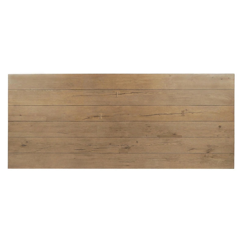 94" Reclaimed Oak Geometric Base Transitional Dining Table - Natural