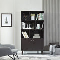 5-Tier Bookcase with 2 Cabinet Doors – Open Shelves & Closed Storage