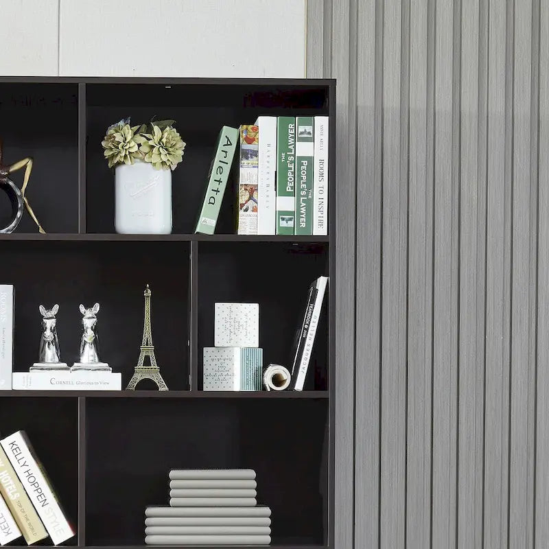 5-Tier Bookcase with 2 Cabinet Doors – Open Shelves & Closed Storage