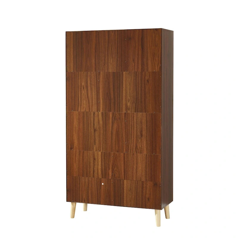 5-Tier Bookcase with 2 Cabinet Doors – Open Shelves & Closed Storage