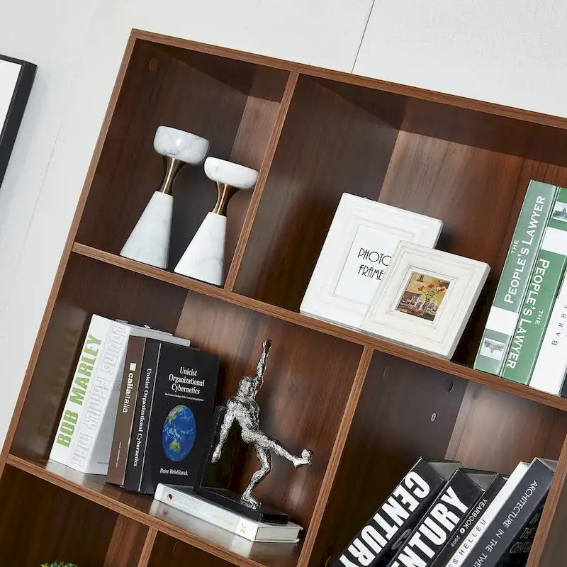 5-Tier Bookcase with 2 Cabinet Doors – Open Shelves & Closed Storage