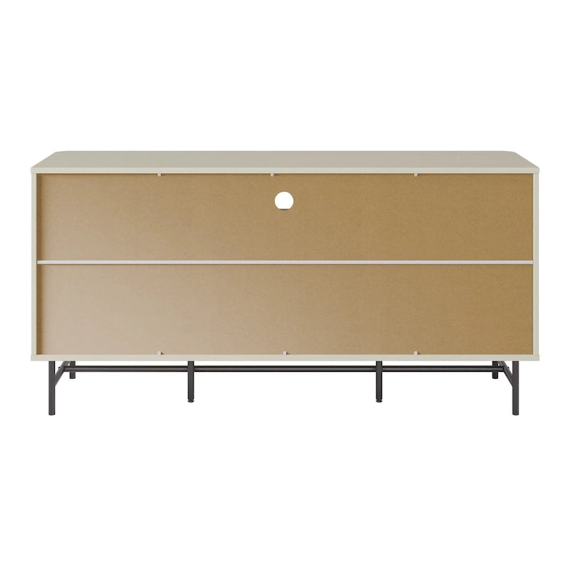 Curved Tambour Door Sideboard Buffet - Wood Grain Finish with Black Metal Legs