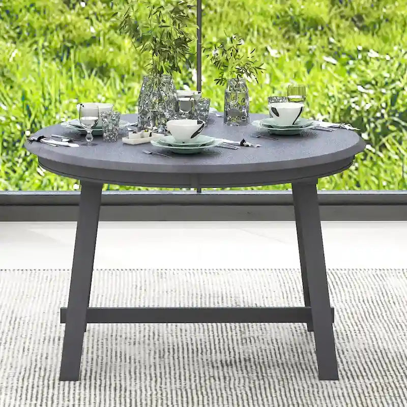 Round Extendable Dining Table with Rubberwood Legs – Retro Farmhouse Style