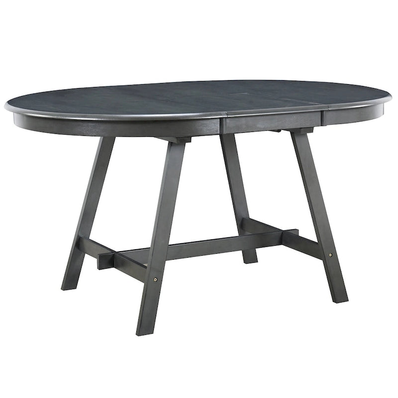 Round Extendable Dining Table with Rubberwood Legs – Retro Farmhouse Style