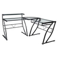 L-Shaped Tempered Glass Gaming & Home Office Desk with Monitor Shelf & Keyboard Tray
