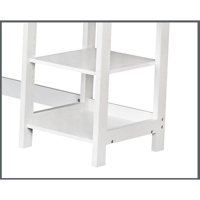 59" L-Shaped Corner Desk - White & Driftwood Farmhouse Style