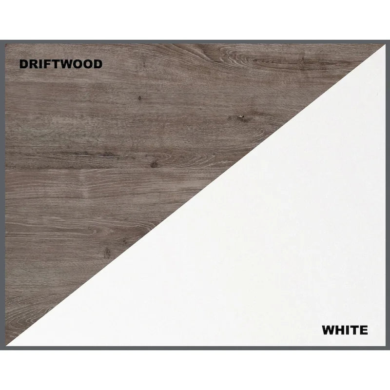 59" L-Shaped Corner Desk - White & Driftwood Farmhouse Style
