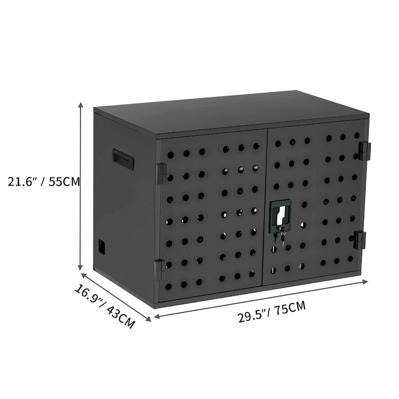 Large Capacity Steel Device Charging Storage Cabinet with Lock, Vented Doors & Adjustable Dividers
